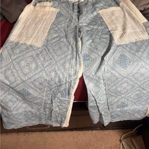 POL Paisley Denim Blue  Patterned Pants with White Accents